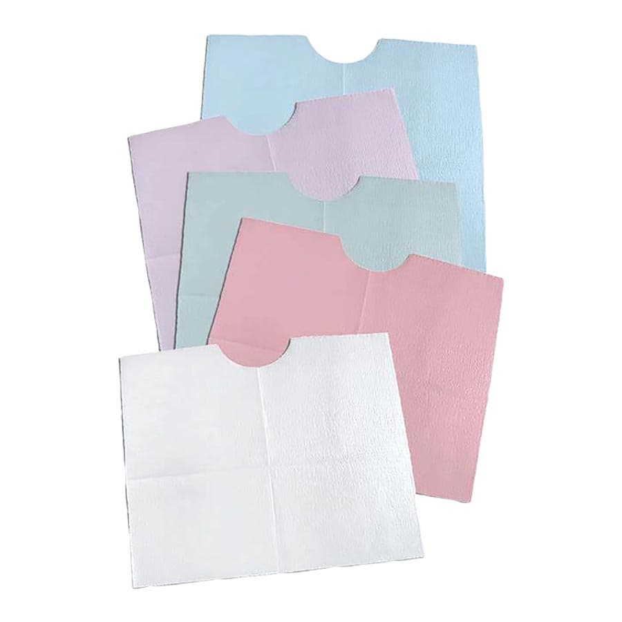 Choice Specialty Contour Neck Bibs, 2-Ply Tissue/1-Ply Poly, 17" x 18", Blue, 500/Case, 917343 thumbnail 11