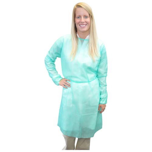 Maytex Elastic Cuff Isolation Gowns, Green, 50/Box, 6000GREEN - Maytex - Elastic Cuff Gowns - Image 1