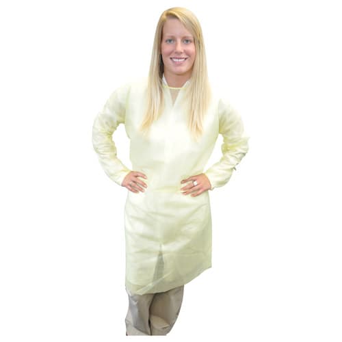 Maytex Isolation Gowns, Elastic Cuff, Yellow, One Size Fits All, 50/Box, 6000Y thumbnail 2