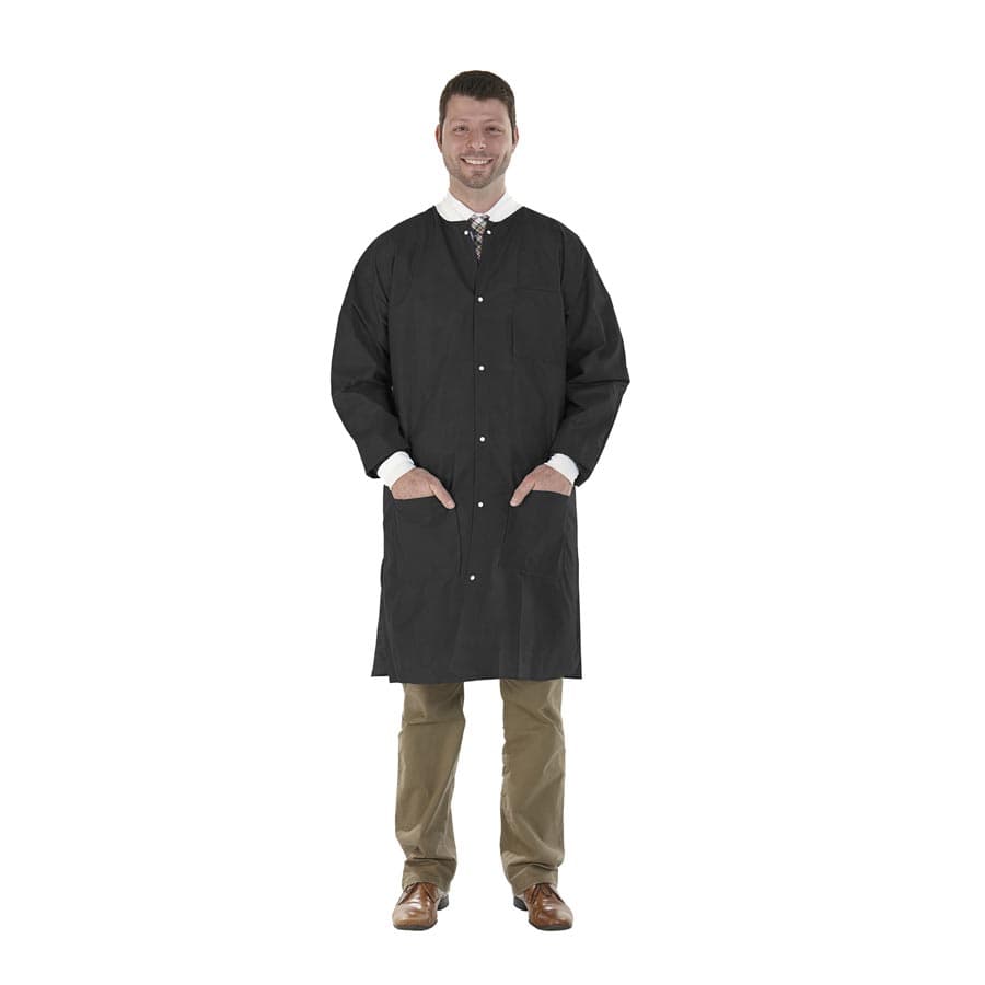 Medicom SafeWear High Performance Lab Coat, Medium, Jet Black, 12/Pk, 8119-B thumbnail 5