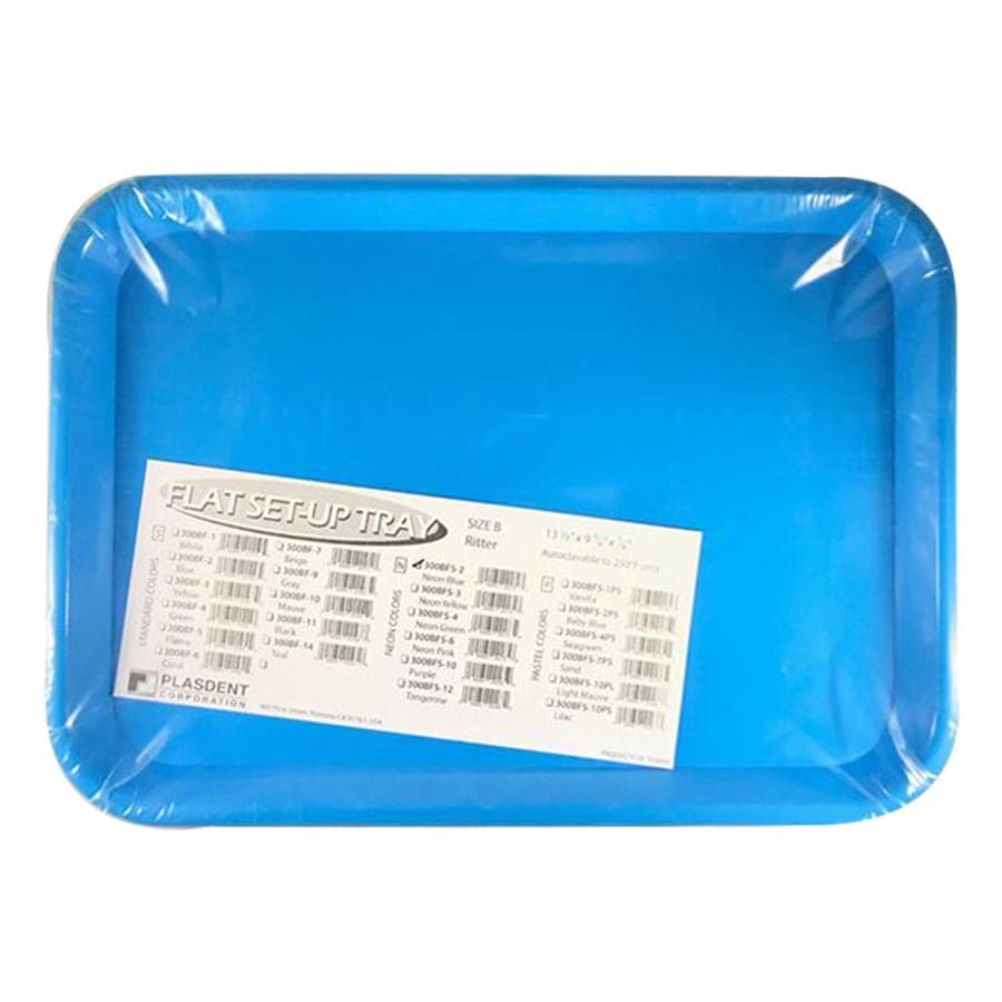 Plasdent Set-Up Flat Tray Size B Neon Blue, 13 3/8" x 9 5/8" x 7/8", 300BF2N thumbnail 2