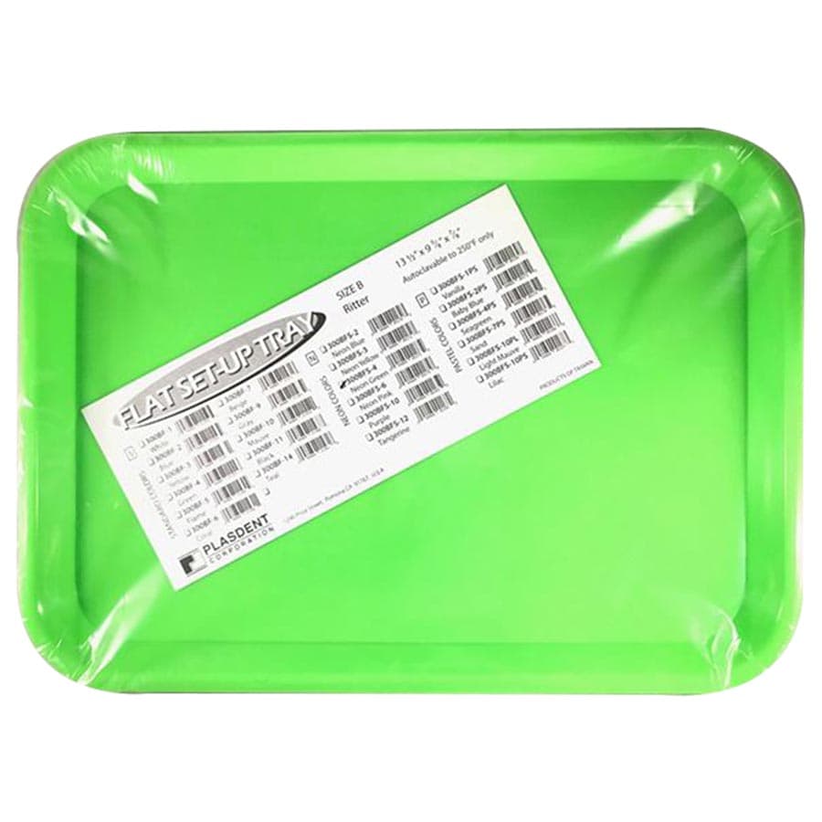 Plasdent Set-Up Flat Tray Size B Neon Green, 13 3/8" x 9 5/8" x 7/8", 300BF4N thumbnail 2