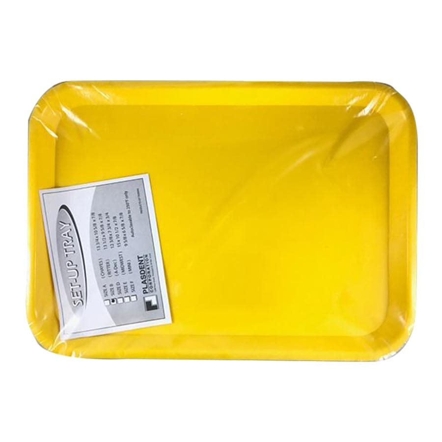 Plasdent Spectrum Large Flat Setup Tray, Size B, Neon Yellow, 13-1/2" x 9-5/8" x 7/8", 300BF3N - Spectrum Large Flat Setup Tray - Image 1