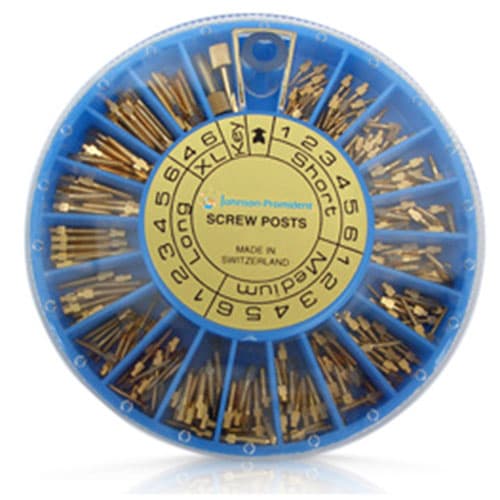 Nordin Gold-Plated Conical Cross Head Screw Posts Assortment Kit, 240 Pieces (20 x 12 Screw Posts + 2 Keys), #04-003 - Gold Screw Posts Conical Kit (240) - Image 1