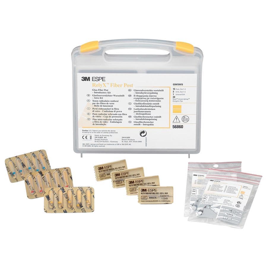 3M RelyX Fiber Post Intro Kit, 56860, 15 Posts (5 Each Size 1/2/3), 4 Drills, 20 Elongation Tips thumbnail 10