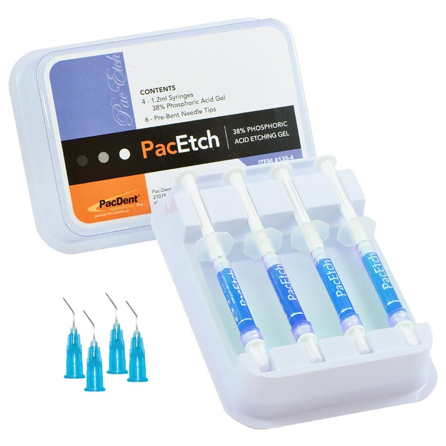 PacEtch Etching Gel, 38% Phosphoric Acid, 1.2 mL Syringes with 8 Pre-bent Needle Tips, Pack of 4, Blue thumbnail 5