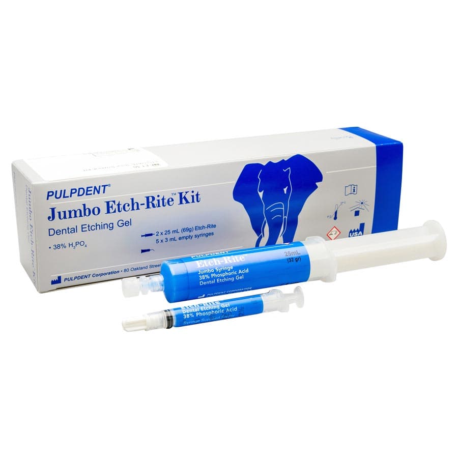 Etch-Rite 38% Phosphoric Acid Etching Gel Jumbo Kit, Blue, 2 x 25 mL Syringes, 5 x 3 mL Empty Syringes, 50 Applicator Tips, ET-50 thumbnail 17