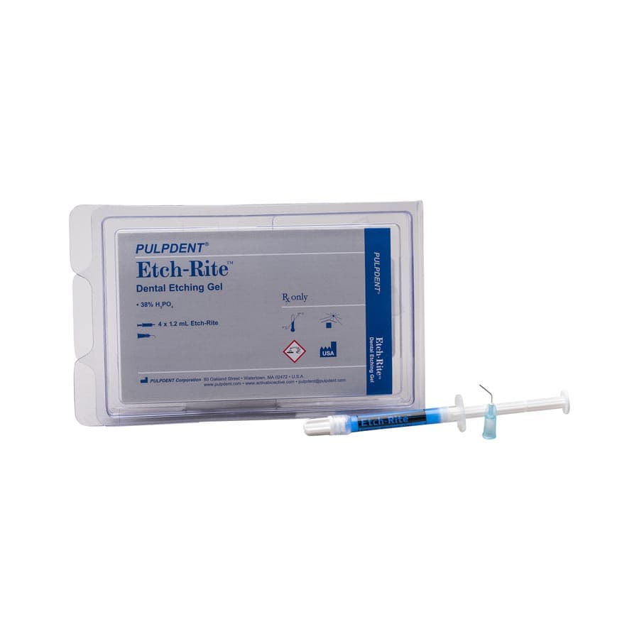 Etch-Rite Dental Etching Gel, 38% Phosphoric Acid, Standard Kit, 4 x 1.2 mL Syringes with 8 Pre-Bent Applicator Tips, ETCH thumbnail 17
