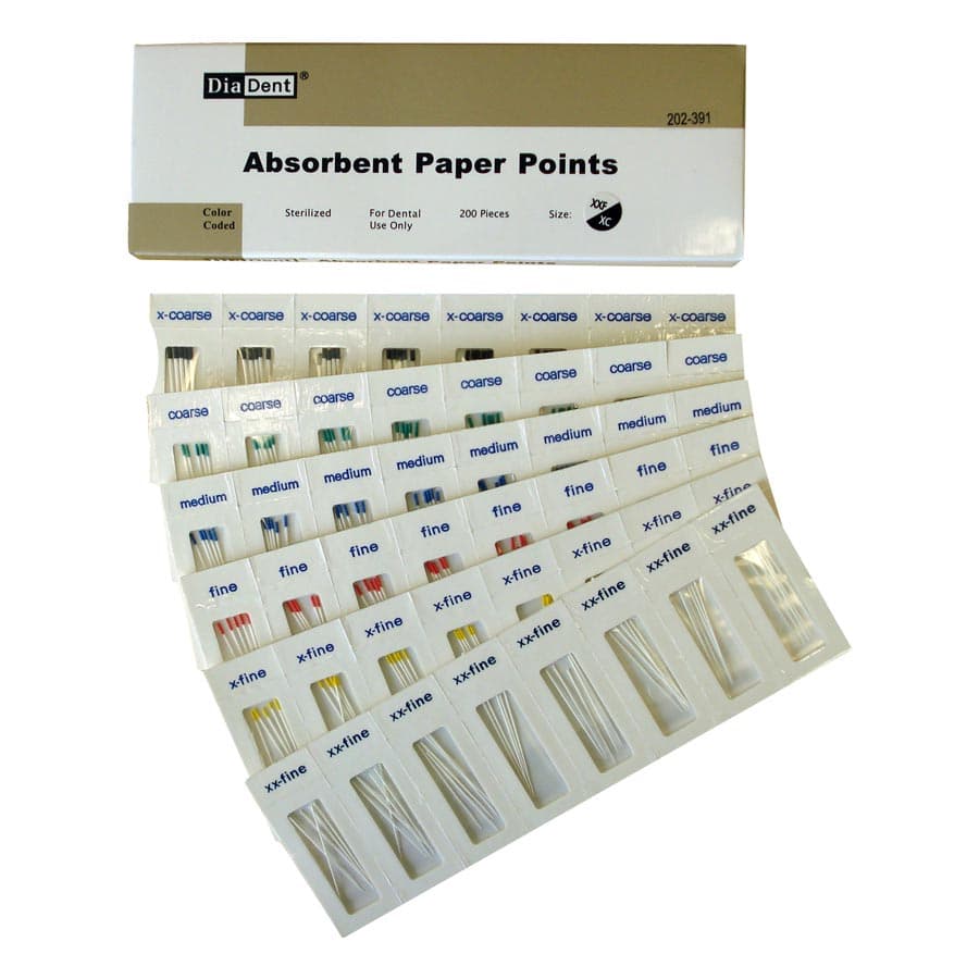Diadent Absorbent Paper Points, X-Fine, Non-Marked, .02 Taper, Cell Pack, 200/Pk, 202-302 thumbnail 8