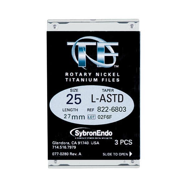 Kerr TF Twisted File, Size 25, Large Assorted Tapers (0.06/0.08/0.10), 27mm, Red, 3/Pack, 822-6807 thumbnail 9