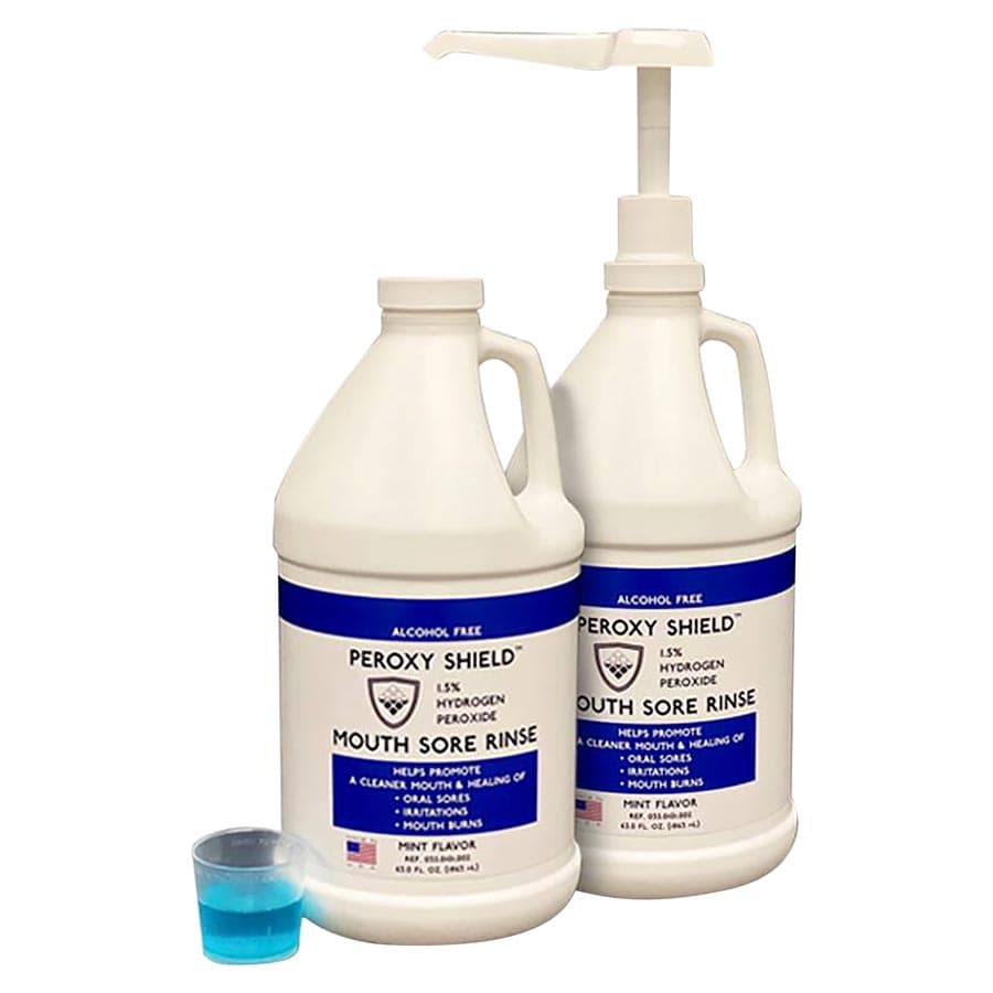 Peroxy Shield 1.5% Hydrogen Peroxide Alcohol-Free Oral Rinse, Mint, 63 oz Pump Bottle, 2-Pack (035-0101-002) thumbnail 3