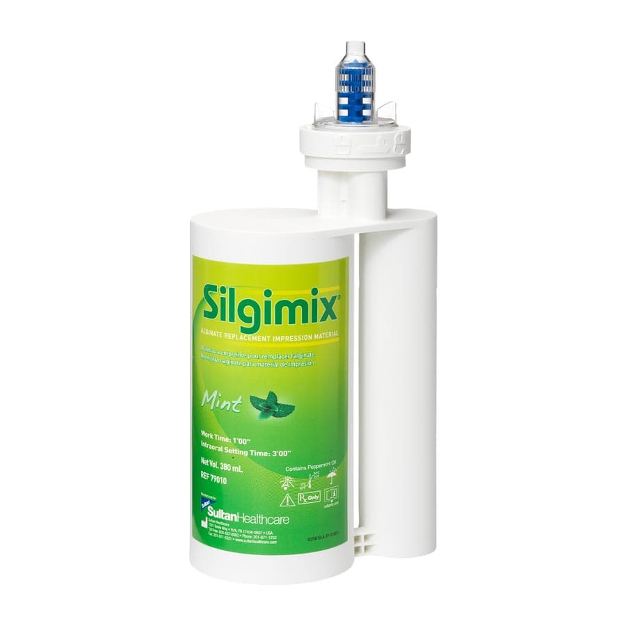 Sultan Silgimix Alginate Replacement Vinyl Polysiloxane Impression Material, 380 mL Cartridge, Mint, Single Pack with 10 Mixing Tips thumbnail 4