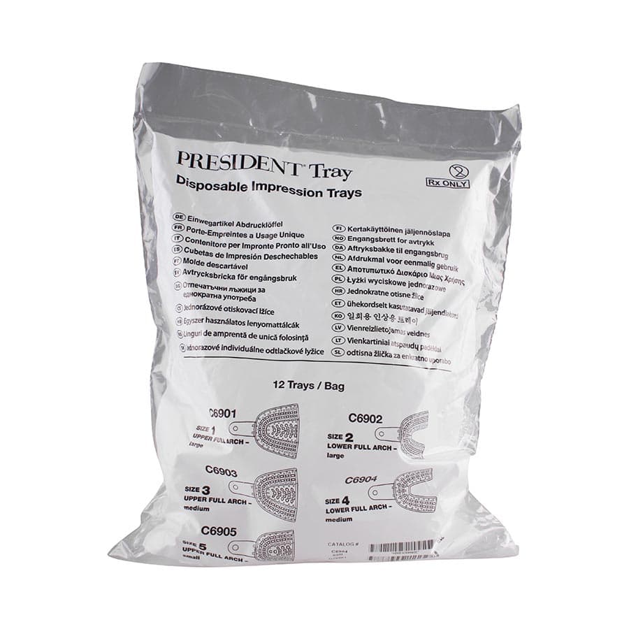 President Disposable Impression Trays, Clear, Perforated, #4 Lower Medium, 12/Pk, C6904 thumbnail 13