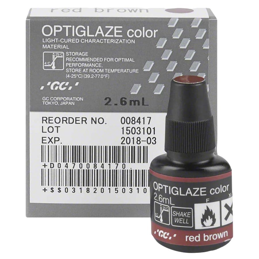 GC America OptiGlaze Color, Red Brown, 2.6 mL Bottle, #008417 thumbnail 12
