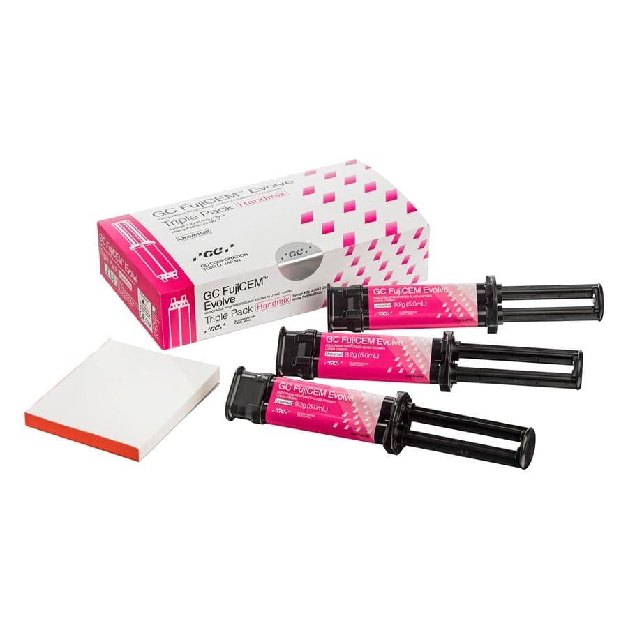 GC FujiCEM Evolve Resin-Reinforced Glass Ionomer Luting Cement, Handmix Triple Pack, 3 x 9.2 g Syringes, 45 Tips, 012949 thumbnail 11