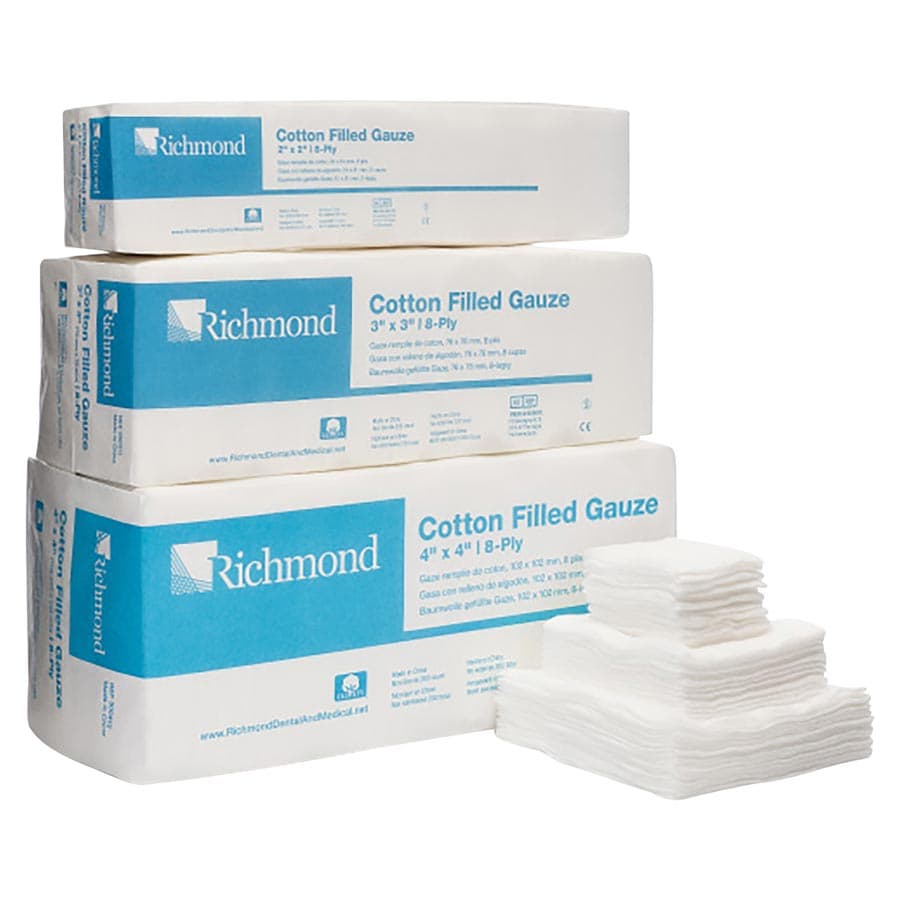 Richmond Dental Exodontia Cotton Filled Sponges, Non-Sterile, 2" x 2", 8-Ply, 5000/Case, 300410 thumbnail 5