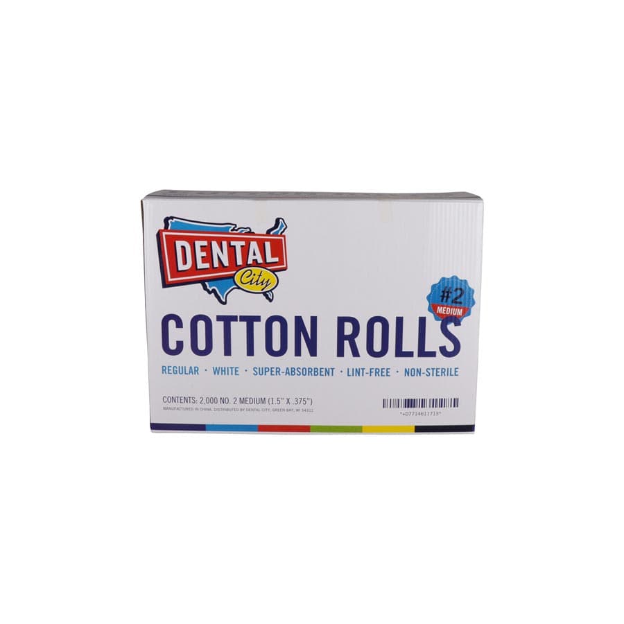 Dental City Cotton Rolls #2 Medium, 2000/Box - Dental City - #2 Medium Cotton Rolls 2000/Box - Image 1