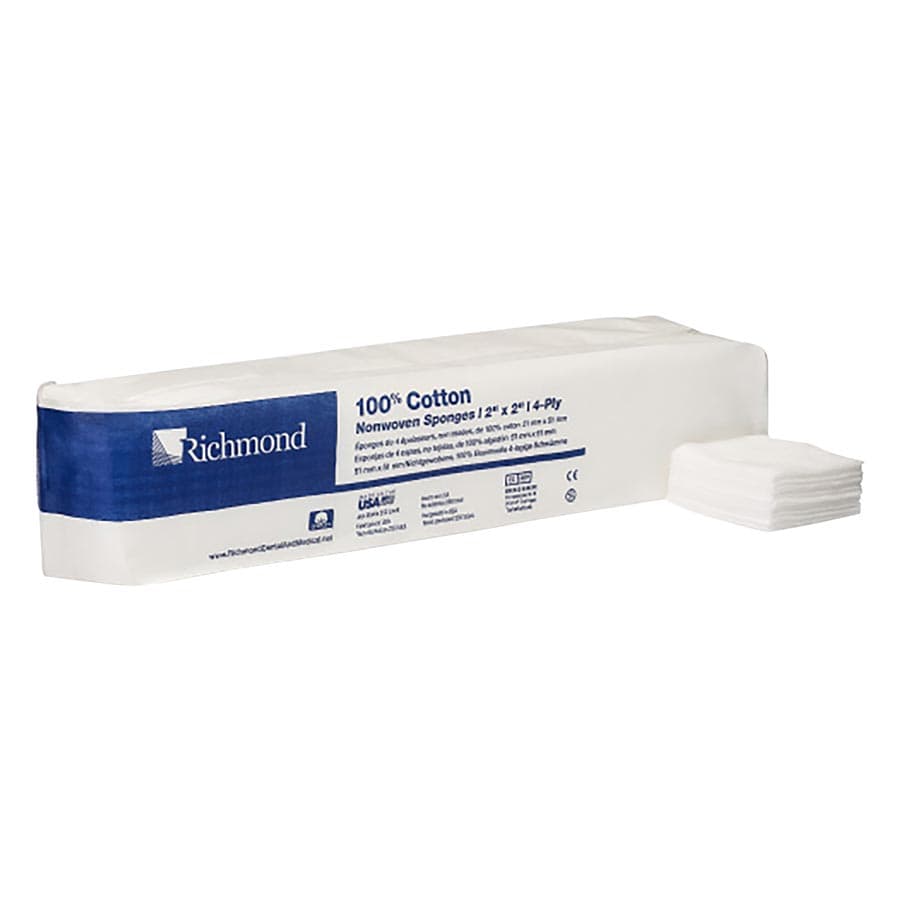 Richmond 100% Cotton Non-Woven Sponges, 4-Ply, Non-Sterile, 2" x 2", 5000/Case, 300631 thumbnail 6