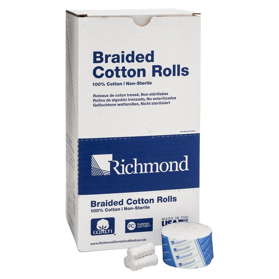 Richmond Braided Cotton Rolls, Large, 1/2" x 1 1/2", Non-Sterile, 1000/Box, 201201 thumbnail 10