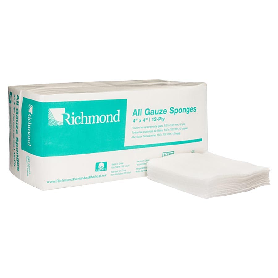 Richmond 4" x 4" 12-Ply All Gauze Non-Sterile Sponges, 2000/Case (10 Sleeves of 200), 300-423 thumbnail 5