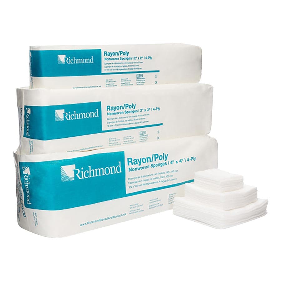 Richmond Rayon/Poly Nonwoven Sponges, 3" x 3", 4-Ply, Non-Sterile, 4000/Case, 300635 thumbnail 6