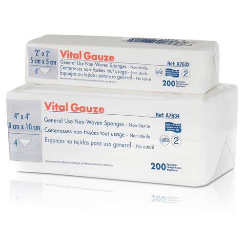 Medicom Vital Gauze Non-Woven Sponges, 2" x 2", 4-Ply, Non-Sterile, Case of 8000, A7632 thumbnail 3