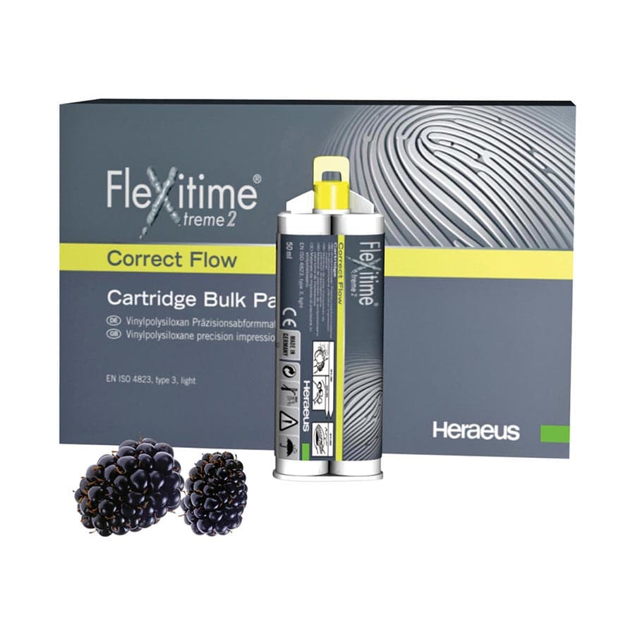 Flexitime Xtreme 2 Trial Kit, VPS Impression Material, 4 x 50 mL Cartridges (2 Heavy Tray, 2 Correct Flow), 18 Mix Tips, Adhesive, 66044893 thumbnail 3