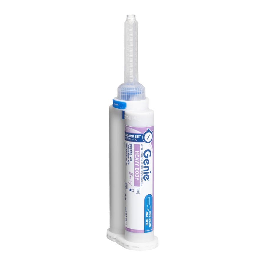 Genie VPS Impression Material, Heavy Body, Standard Set, Berry Flavor, Purple, 2 x 50 mL Cartridges with 6 Mixing Tips, 77635 thumbnail 3