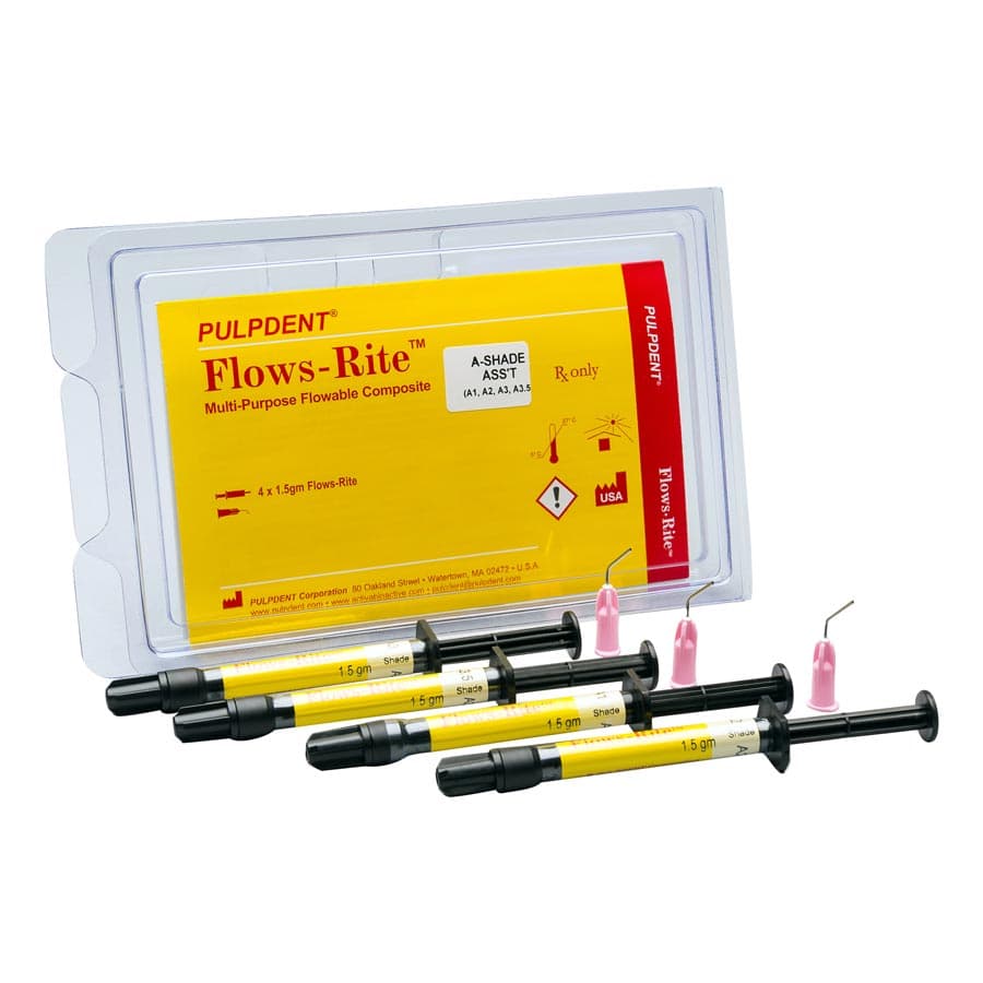 Pulpdent Flows-Rite Flowable Composite Syringe Refill, Shade A3.5, 4 x 1.5g Syringes with 20 Applicator Tips, FKA35 thumbnail 3