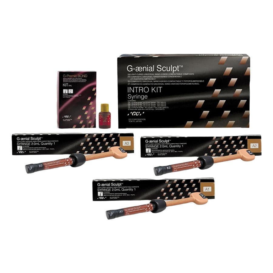 G-aenial Sculpt Syringe Introductory Kit, Universal Nano-Hybrid Composite, 3 x 2.0ml Syringes (A1, A2, A3) + G-Premio Bond 5ml, 401000 thumbnail 3