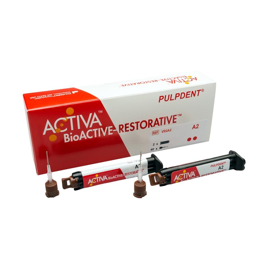 Pulpdent ACTIVA BioACTIVE-RESTORATIVE Dual-Cure Bioactive Composite Resin, Syringe Value Refill, Shade A2, 2 x 5 mL (8 g) Syringes + 40 Automix Tips, VR2-A2 thumbnail 21