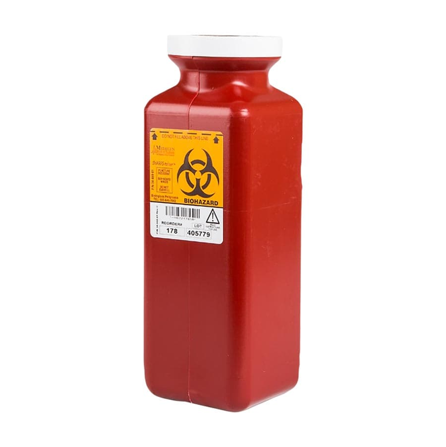 Medegen Sharps-Tainer Locking Sharps Container with Needle Remover, Tall Tray, 1.7 Qt, Red, Model 178 thumbnail 2