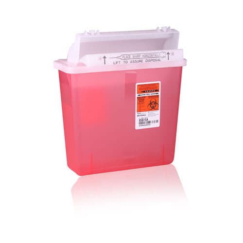 SharpStar In-Room Sharps Container with Counterbalanced Lid, 5 Qt, Transparent Red, 8507SA thumbnail 6