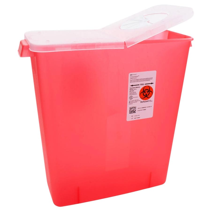 SharpStar Multi-Purpose Sharps Container with Hinged Rotor Lid, 3 Gallon, Transparent Red, 8527R thumbnail 9