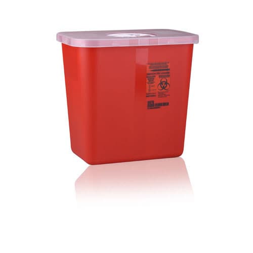 SharpSafety Multi-Purpose Sharps Container with Rotor Opening Lid, 2 Gallon, Red, 8970 thumbnail 4