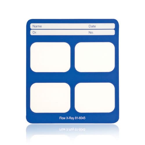 Flow Dental Perfect Pocket Film Mounts, Vinyl/Blue, 2-Rows, 4 Window Horizontal, Size 2, 100/Box, 81-6045 - Perfect Pocket Film Mounts Vinyl/Blue 2-Rows, 4 Window Horizontal, Size 2, box - Image 1