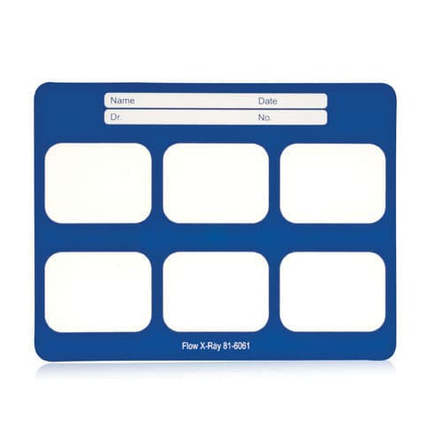 Flow Dental Perfect Pocket Film Mounts, Vinyl/Blue, 2-Rows, 6 Window Horizontal, Size 2, 100/Box, 81-6061 - Perfect Pocket Film Mounts Vinyl/Blue 2-Rows, 6 Window Horizontal, Size 2, box - Image 1