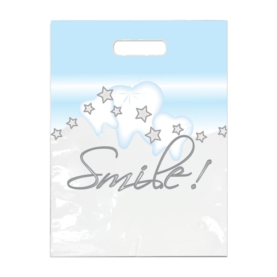 Sherman Specialty Stars & Smile! Large Patient Take-Home Bags, 9" x 13", White, 100/Pkg, LBG64 thumbnail 4