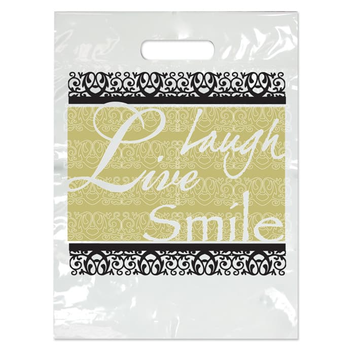 Sherman Specialty Fancy Laugh Take-Home Bags, Laugh Live Smile, White, 9" x 13", 100/Pkg, LBG98 thumbnail 4