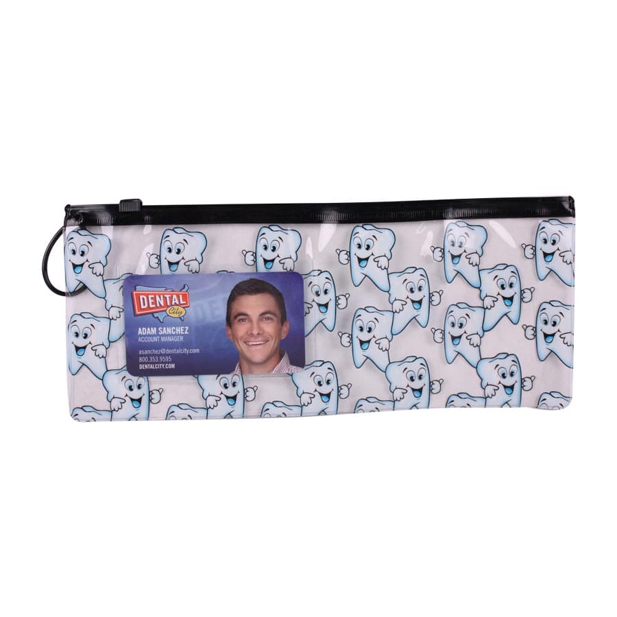 Happy Smile Zipper Pouch with Card Pocket, Clear Vinyl, 10"W x 4"H, 144/Pack, S39005 thumbnail 4