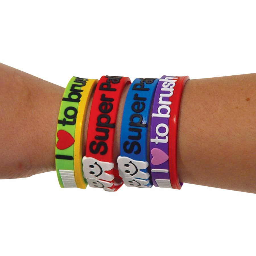 Sherman Specialty Dental Bracelets, Assorted Sayings & Colors, Happy Tooth Design, 7.5" x 0.5", 24/Pkg, S6489 thumbnail 4