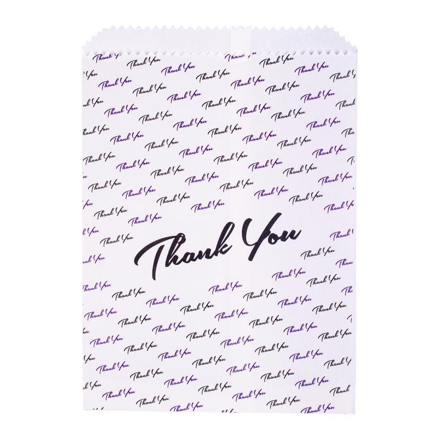 Sherman Specialty Thank You Paper Scatter Bags, 7.5" x 10", White, 100/Pack, S8631 thumbnail 4