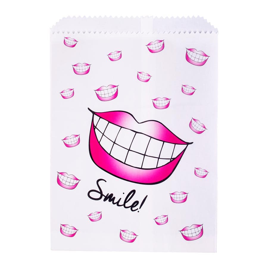 Sherman Specialty Smiles Paper Scatter Bag, 7.5" x 10", Smiling Lip Design, 100/Pack, S8635 thumbnail 4