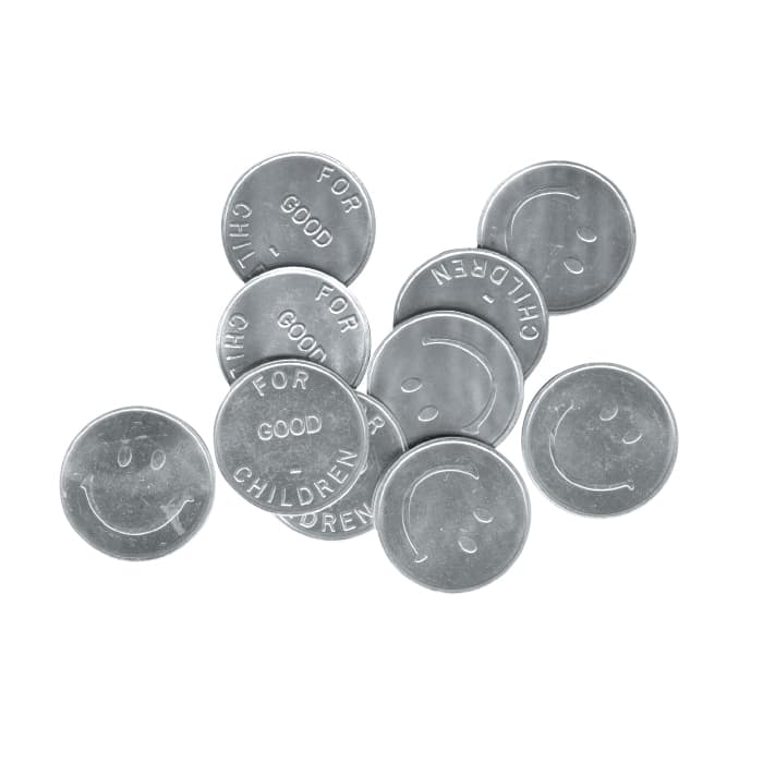 Sherman Specialty Smile Face Tokens for Vending Machine, Silver, 100/Box thumbnail 3