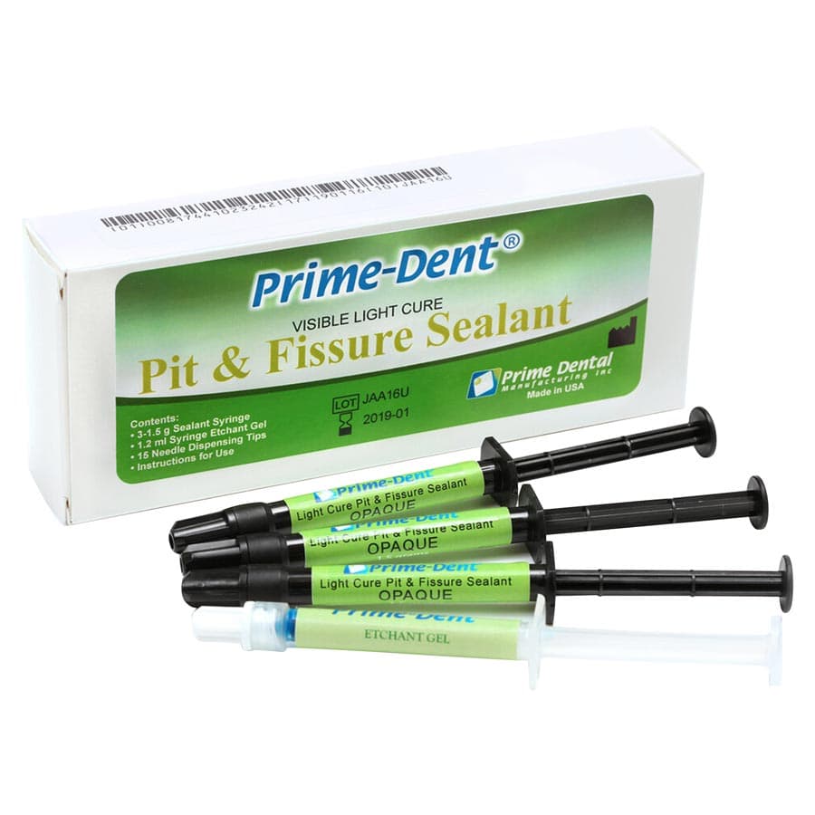 Prime Dental VLC Pit & Fissure Sealant Opaque Syringe Kit, Bis-GMA, Light-Cure, Fluoride, 3 x 1.5g Syringes, 1 x 1.2mL Etchant Gel, 15 Dispensing Tips, 007-023 thumbnail 2
