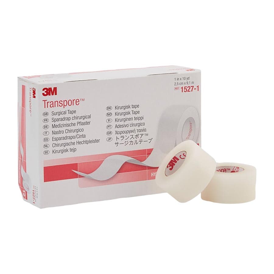 3M Transpore Hypoallergenic Surgical Tape, Non-Sterile, 1" x 10 yd, 12 Rolls/Box, 1527-1 thumbnail 5