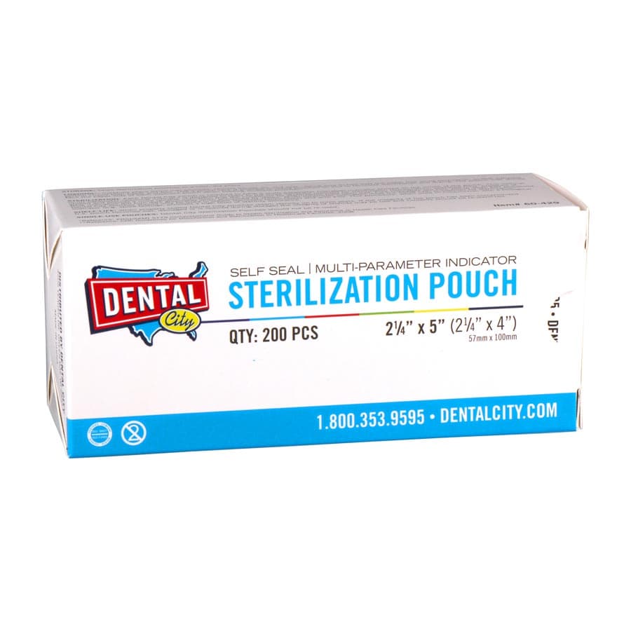 Dental City Self-Sealing Sterilization Pouches, 2.25" x 4", 200/Box - Dental City - Dental Self-Sealing Sterilization Pouches 200/Box - Image 1