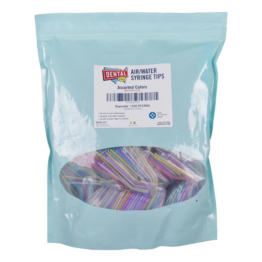Dental City Disposable Air/Water Syringe Tips, Assorted Colors, 1500/Bag (Bulk Pack) - Dental City - Disposable Air/Water Syringe Tips Bulk Pack - Image 1