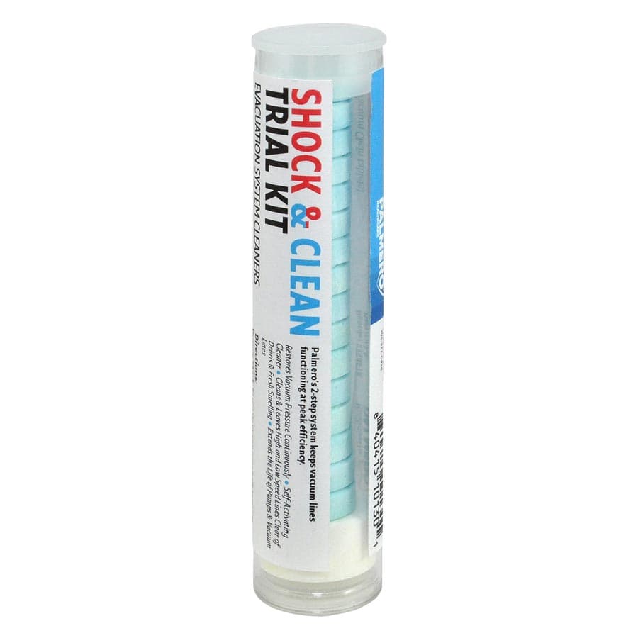 Palmero Shock & Clean Evacuation System Cleaner Trial Kit, 1 Tube with 1 Vacuum Shock Tablet and 16 Vacuum Clean Tablets thumbnail 3