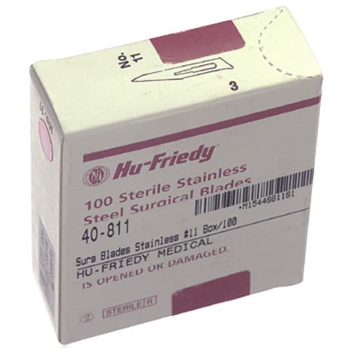 Hu-Friedy #11 Sterile Stainless Steel Surgical Scalpel Blades, 100/Box, 40-811 thumbnail 3